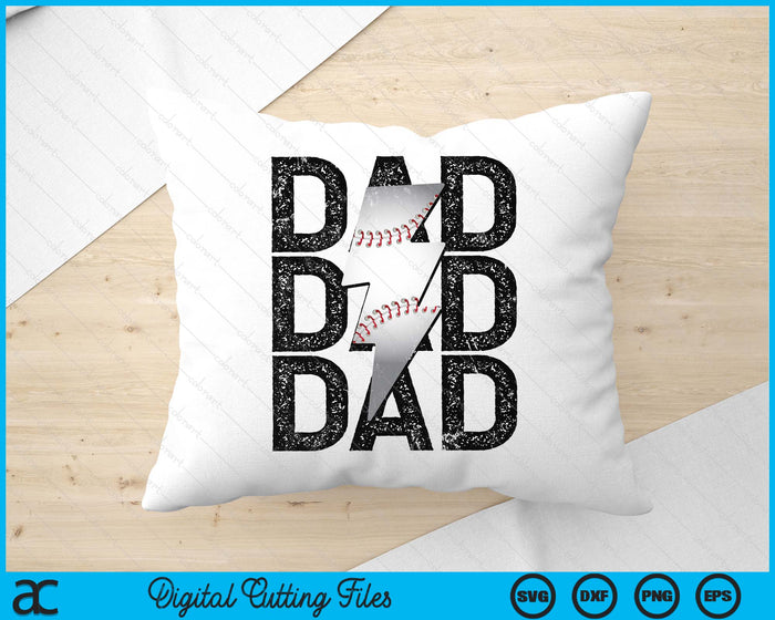 Baseball Dad Distressed Lightning Bolt SVG PNG Digital Printable Files