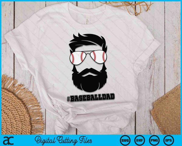 Baseball Dad With Beard And Cool Sunglasses SVG PNG Digital Printable Files