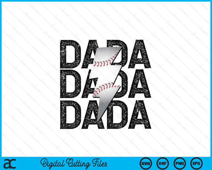 Baseball Dada Distressed Lightning Bolt SVG PNG Digital Printable Files