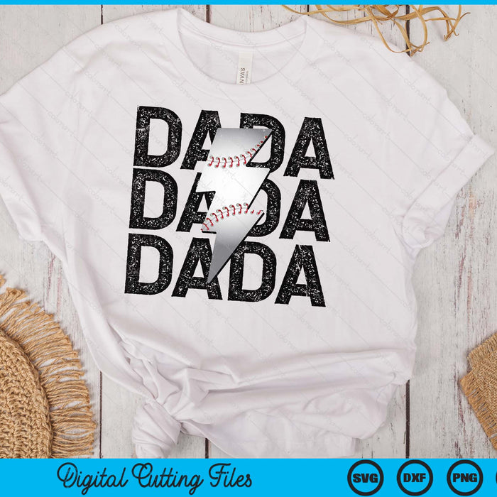 Baseball Dada Distressed Lightning Bolt SVG PNG Digital Printable Files