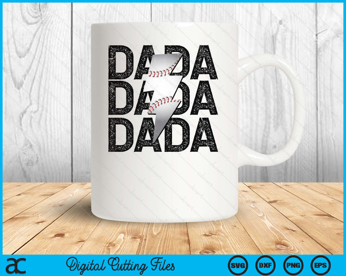 Baseball Dada Distressed Lightning Bolt SVG PNG Digital Printable Files