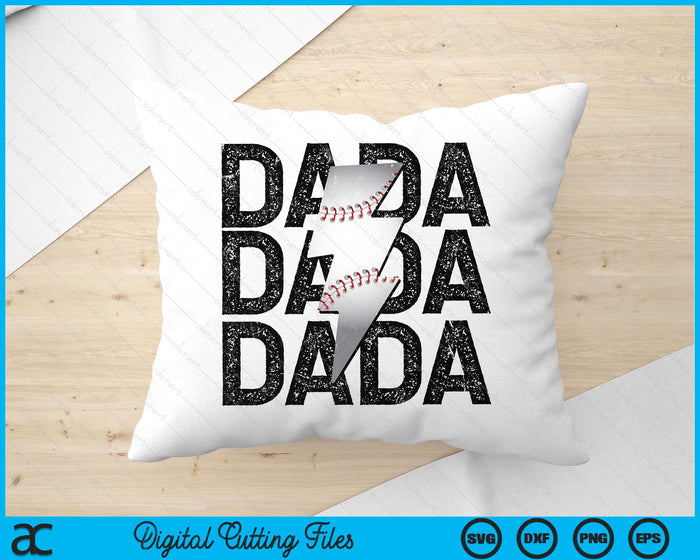 Baseball Dada Distressed Lightning Bolt SVG PNG Digital Printable Files