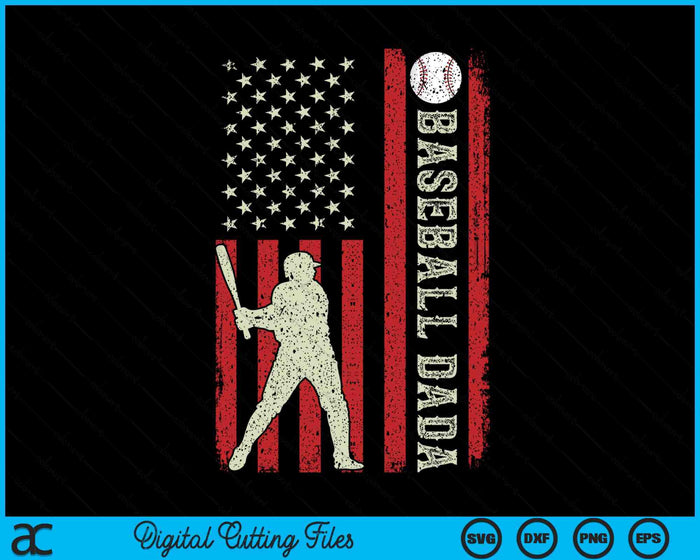 Baseball Dada US Flag Gifts For Dada Men Patriotic Fathers Day SVG PNG Digital Printable Files