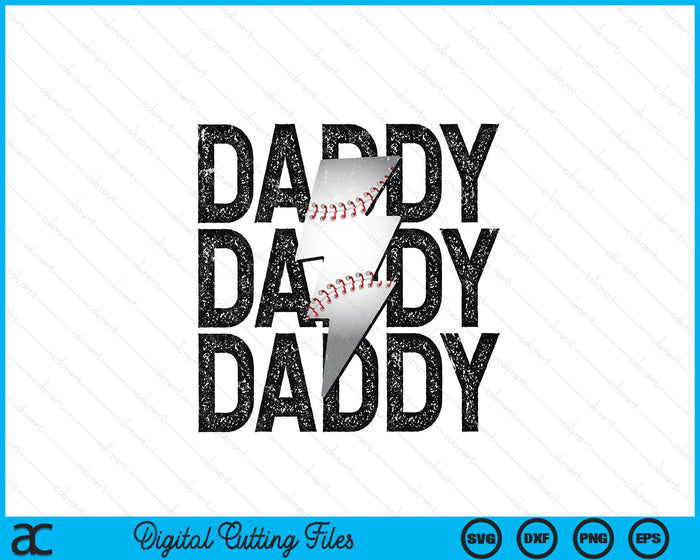 Baseball Daddy Distressed Lightning Bolt SVG PNG Digital Printable Files