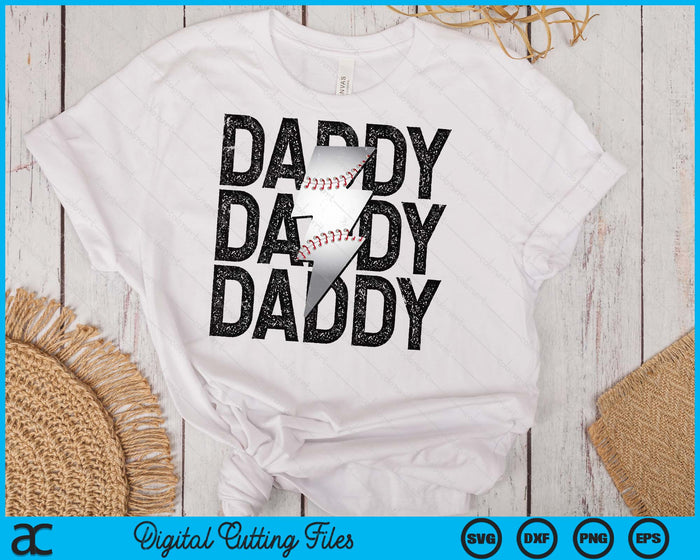 Baseball Daddy Distressed Lightning Bolt SVG PNG Digital Printable Files