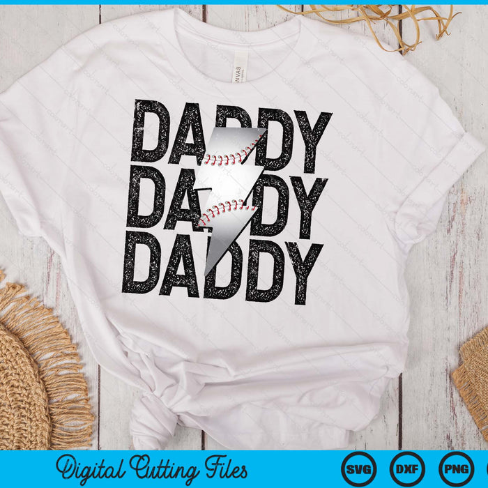 Baseball Daddy Distressed Lightning Bolt SVG PNG Digital Printable Files