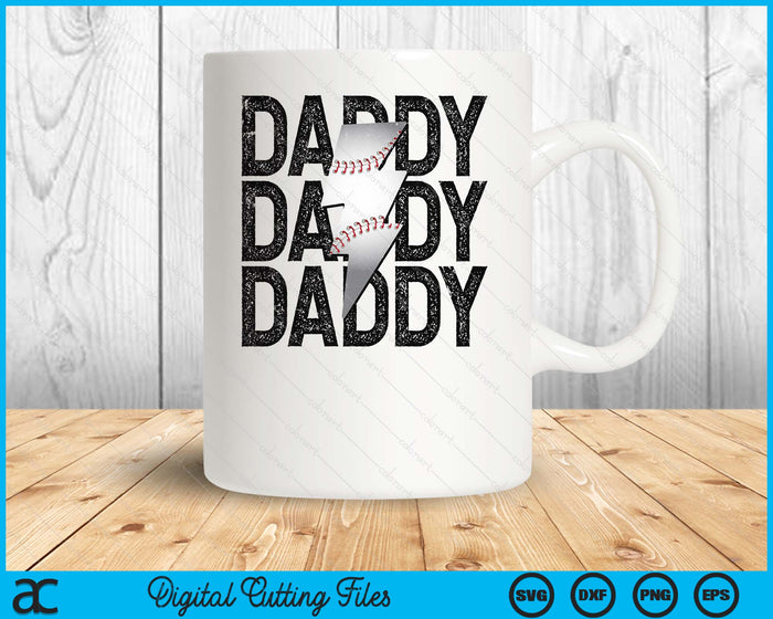 Baseball Daddy Distressed Lightning Bolt SVG PNG Digital Printable Files