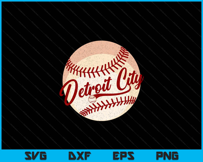 Baseball Detroit City Love Blue Color Royal National Pastime SVG PNG Cutting Printable Files