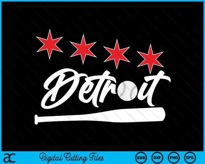Honkbal Detroit minnaar schattige Detroit honkbalknuppel Amerikaanse SVG PNG digitale snijbestanden 