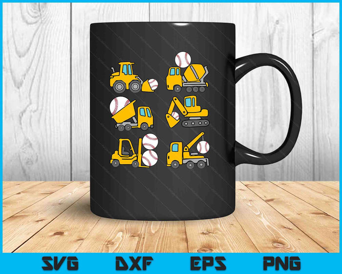 Baseball Diggers Kids Construction Trucks Toddler Boys SVG PNG Digital Printable Files