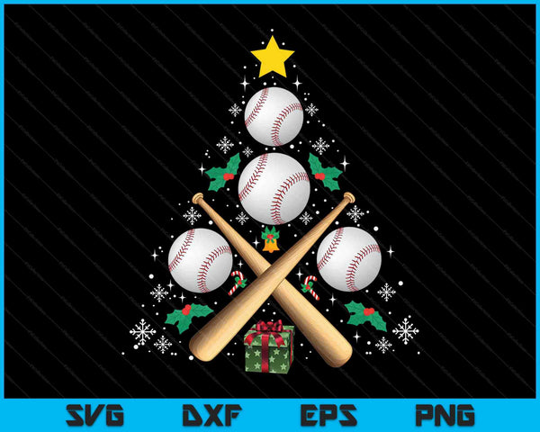 Baseball Equipment Christmas Tree Christmas Baseball SVG PNG Digital Cutting Files