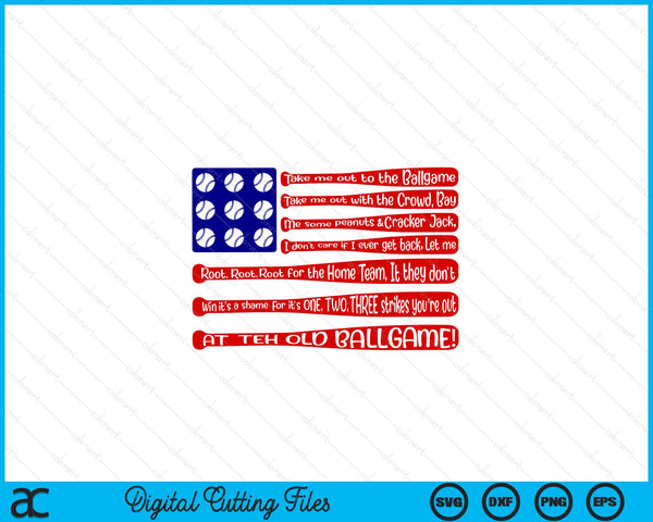 Baseball flag lyrics unisex game day SVG cut file