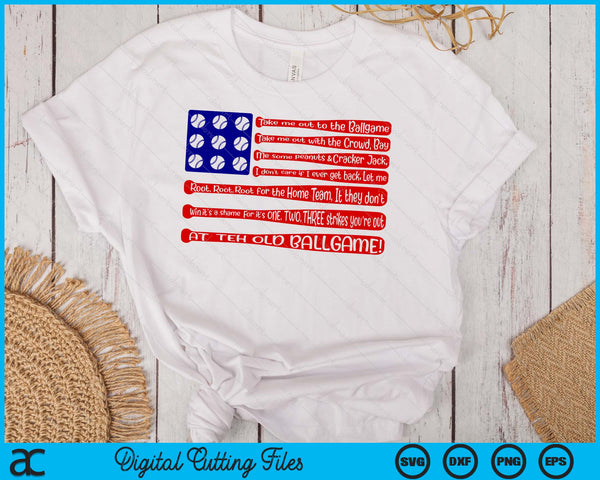 Baseball Flag Lyrics Tee Unisex Game Day SVG PNG Digital Printable Files