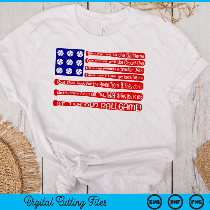 Baseball Flag Lyrics Tee Unisex Game Day SVG PNG Digital Printable Files