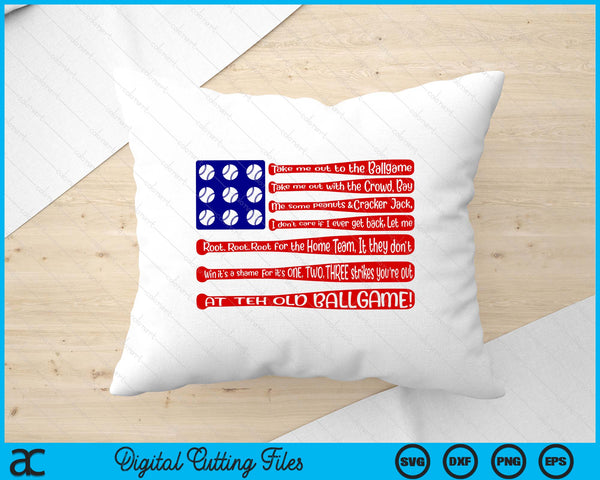 Baseball Flag Lyrics Tee Unisex Game Day SVG PNG Digital Printable Files