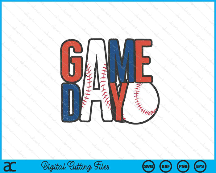 Baseball Game Day Navy Blue And Red SVG PNG Digital Printable Files