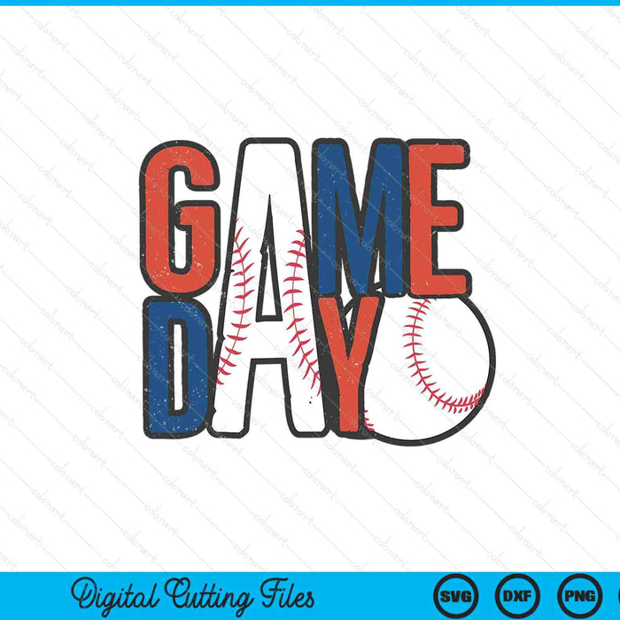 Baseball Game Day Navy Blue And Red SVG PNG Digital Printable Files