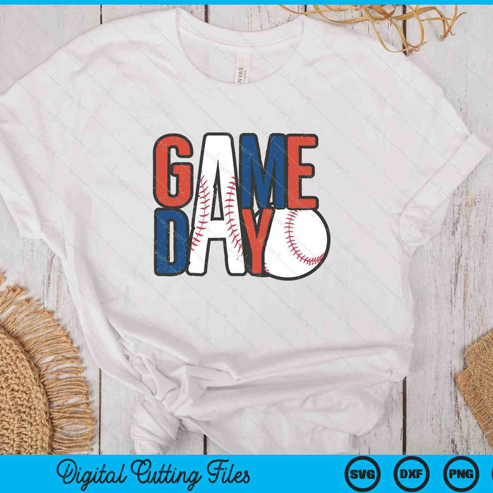 Baseball Game Day Navy Blue And Red SVG PNG Digital Printable Files