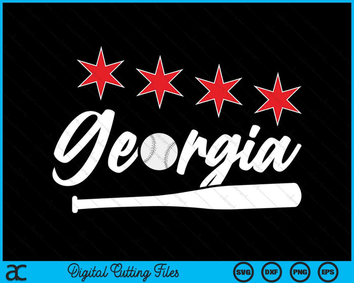 Baseball Georgia Lover Cute Georgia Baseball Bat American SVG PNG Digital Cutting Files