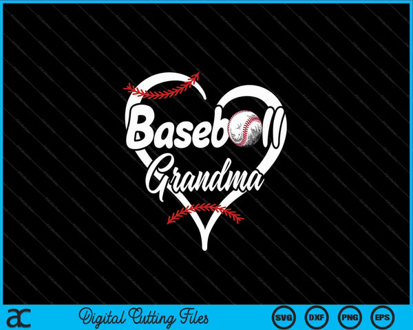 Béisbol abuela corazón orgulloso SVG PNG cortando archivos imprimibles