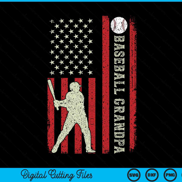 Baseball grandpa US flag for grandpa men patriotic Fathers Day SVG PNG cut file for Cricut