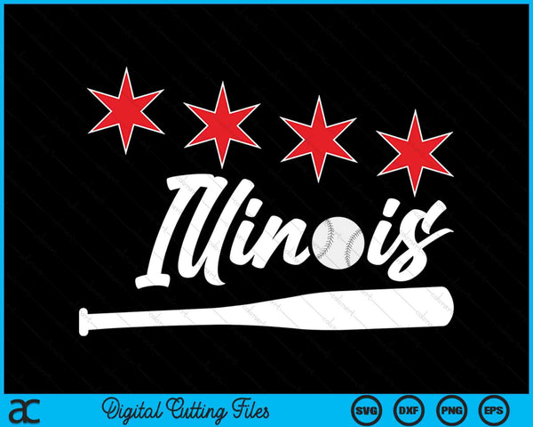 Baseball Illinois Lover Cute Illinois Baseball Bat American SVG PNG Digital Cutting Files