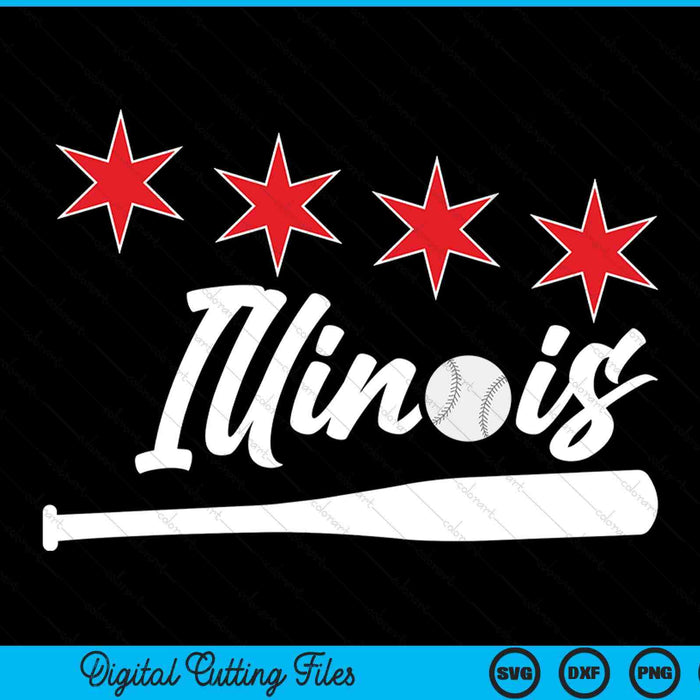 Baseball Illinois Lover Cute Illinois Baseball Bat American SVG PNG Digital Cutting Files