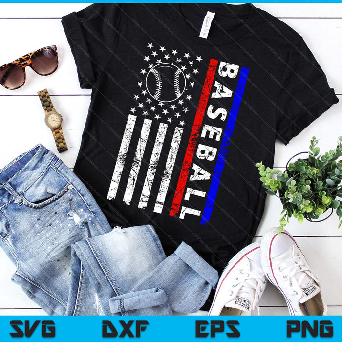 Baseball Lovers 4th of July American Flag Baseball USA SVG PNG Digital Printable Files