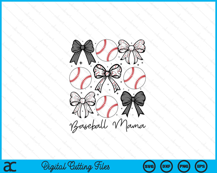 Baseball Mama Coquette Bow Baseball Season SVG PNG Digital Printable Files