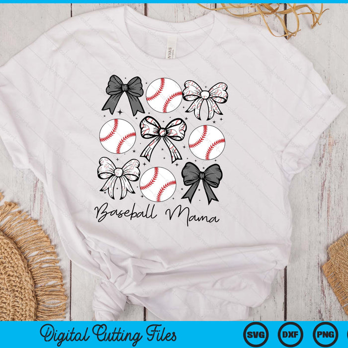 Baseball Mama Coquette Bow Baseball Season SVG PNG Digital Printable Files