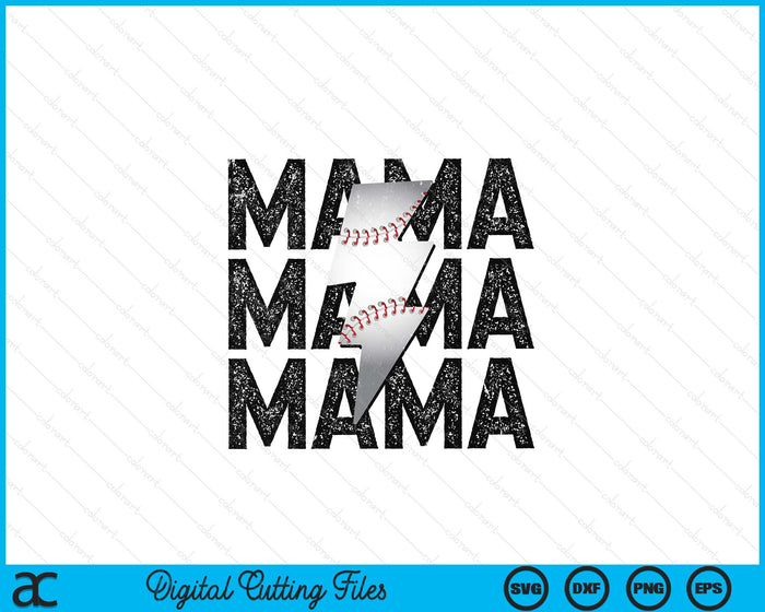 Baseball Mama Distressed Lightning Bolt SVG PNG Digital Printable Files