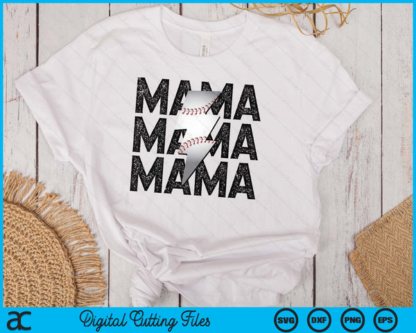 Baseball Mama Distressed Lightning Bolt SVG PNG Digital Printable Files