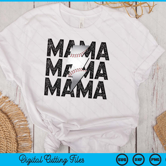 Baseball Mama Distressed Lightning Bolt SVG PNG Digital Printable Files