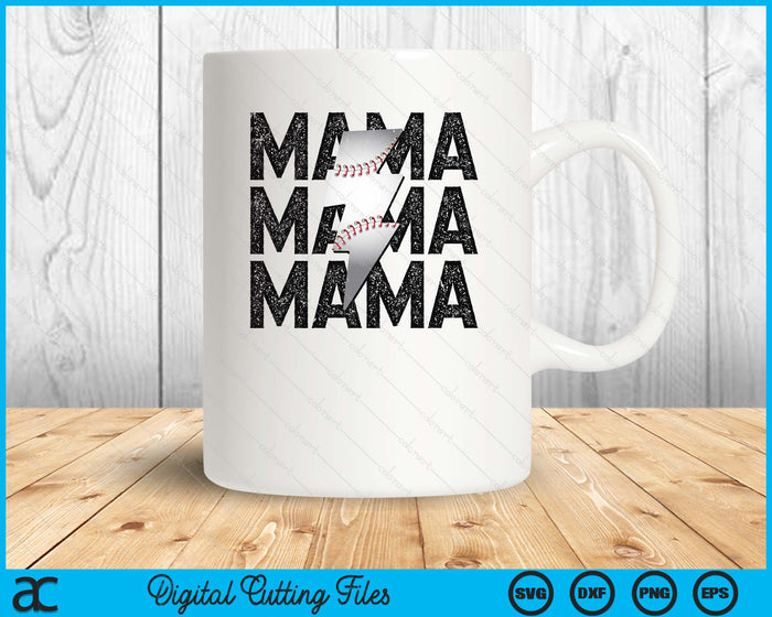 Baseball Mama Distressed Lightning Bolt SVG PNG Digital Printable Files