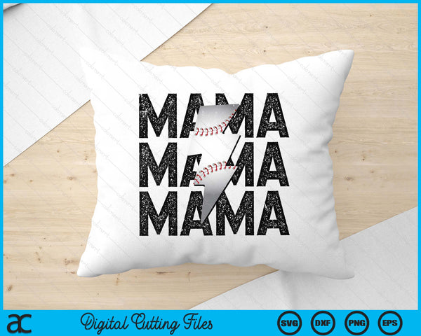 Baseball Mama Distressed Lightning Bolt SVG PNG Digital Printable Files