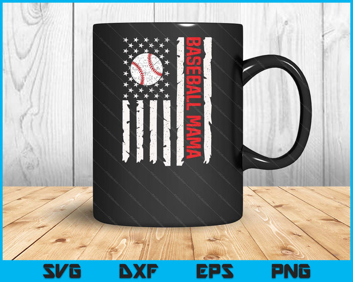 Baseball Mama USA American Flag Patriotic Mama 4th of July SVG PNG Digital Printable Files