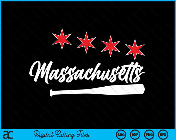 Baseball Massachusetts Lover Cute Massachusetts Baseball Bat American SVG PNG Digital Cutting Files