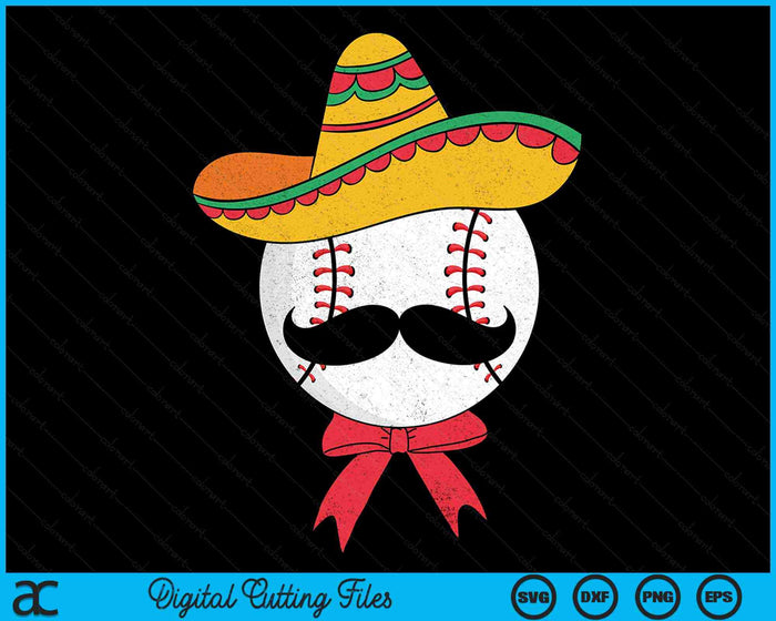 Honkbal Mexicaanse Sombrero Cinco De Mayo SVG PNG digitale afdrukbare bestanden