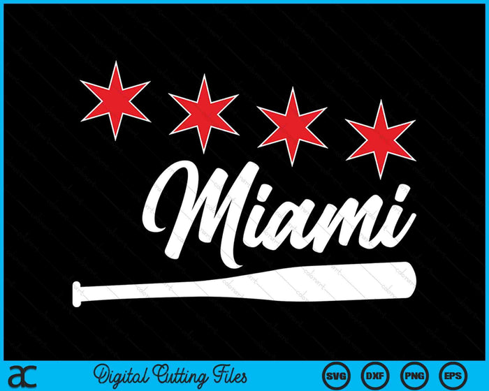 Baseball Miami Lover Cute Miami Baseball Bat American SVG PNG Digital Cutting Files
