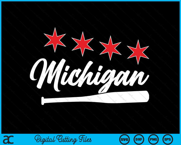 Baseball Michigan Lover Cute Michigan Baseball Bat American SVG PNG Digital Cutting Files