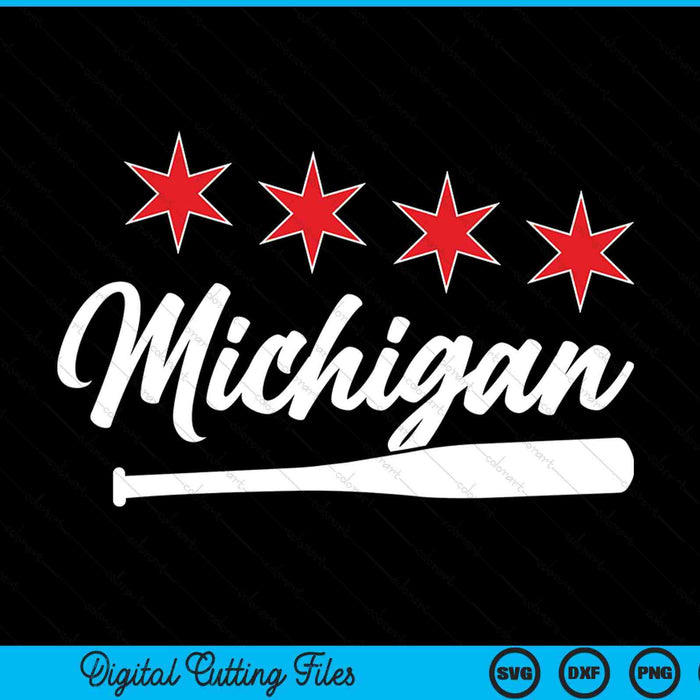 Baseball Michigan Lover Cute Michigan Baseball Bat American SVG PNG Digital Cutting Files