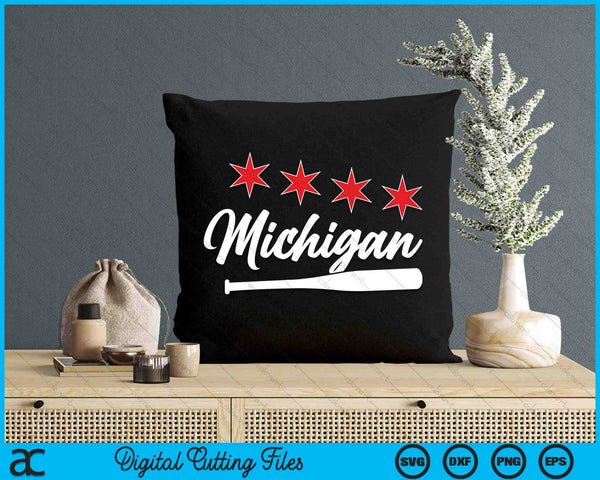 Baseball Michigan Lover Cute Michigan Baseball Bat American SVG PNG Digital Cutting Files