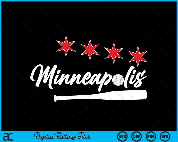Honkbal Minneapolis minnaar schattige Minneapolis honkbalknuppel Amerikaanse SVG PNG digitale snijbestanden 