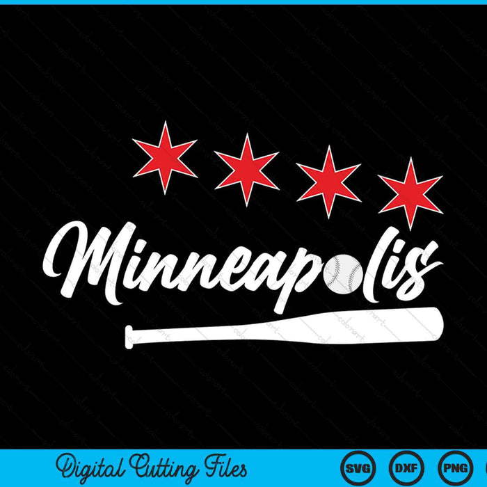 Honkbal Minneapolis minnaar schattige Minneapolis honkbalknuppel Amerikaanse SVG PNG digitale snijbestanden 
