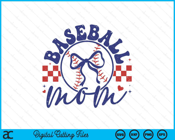 Baseball mom coquette bow Mother's Day SVG cut file
