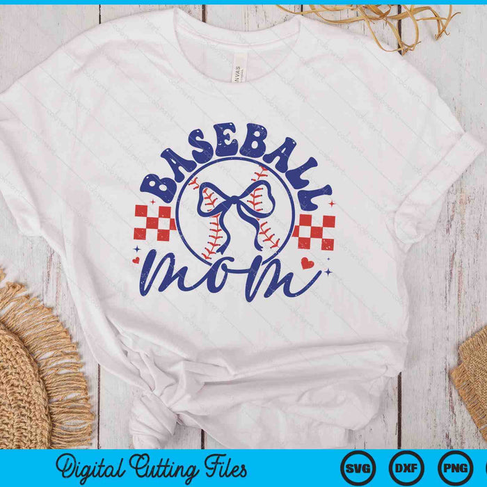 Baseball Mom Coquette Bow Mother's Day SVG PNG Digital Printable Files