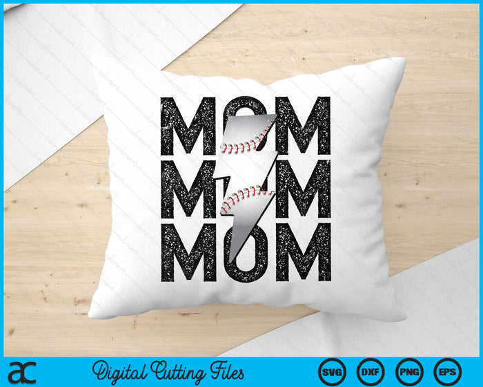 Baseball Mom Distressed Lightning Bolt SVG PNG Digital Printable Files