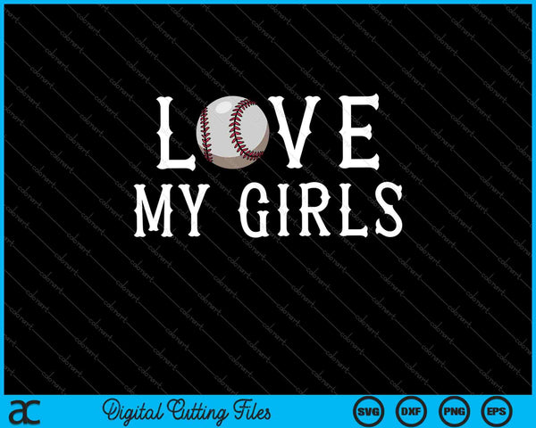 Honkbal moeder shirt ik hou van mijn meisjes honkbal shirt voor moeders SVG PNG snijden afdrukbare bestanden