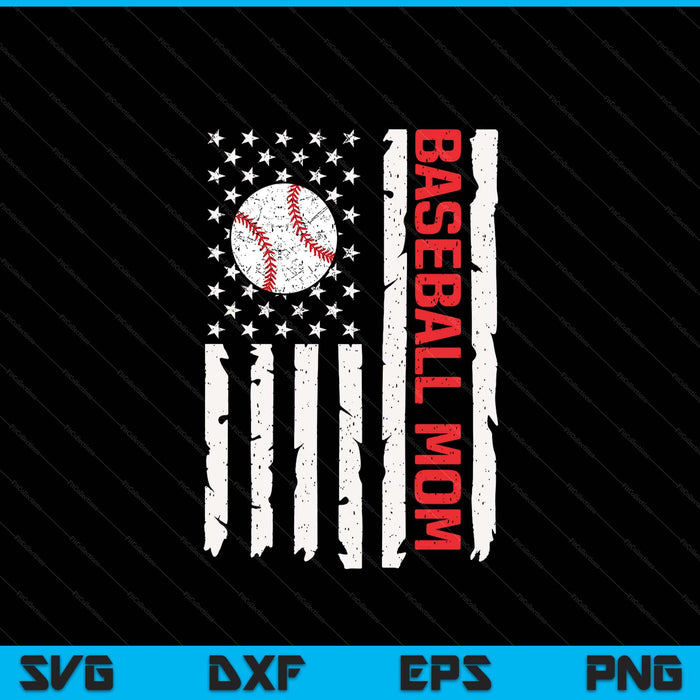 Baseball mom USA American flag patriotic mom 4th of July SVG cut file