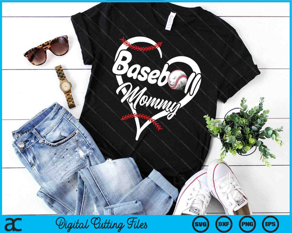 Béisbol Mami Corazón Orgulloso SVG PNG Cortando Archivos Imprimibles - on a t-shirt